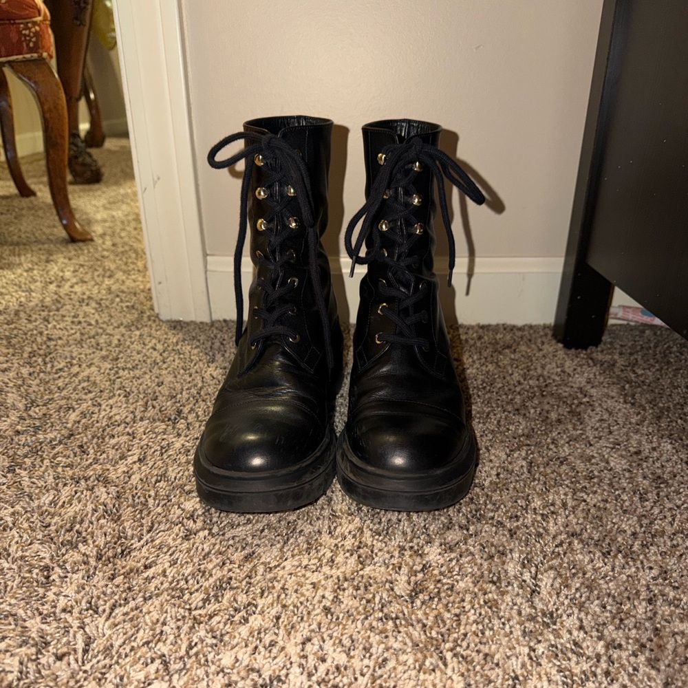 Stuart Wietzman Black Lace-Up Combat Boots - Picture 3 of 9